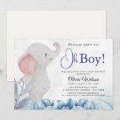 男子（象）のベビーシャワーパーティー招待状 招待状 (正面/裏面)