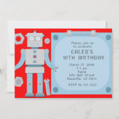 男子 赤いロボット オーダーメイド バースデー パーティー 招待状 (正面)