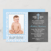 男子 黒板 写真 洗礼 招待状 (正面/裏面)