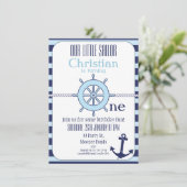 男子 Nautical 1歳誕生日パーティー招待状 招待状 (スタンド正面)