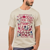 男子Tシャツハッピーニューイヤー2025レインボー花火 Tシャツ (正面)
