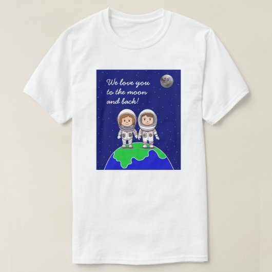 男子Tシャツママとパパ宇宙飛行士Jo Images Tシャツ (デザイン正面)