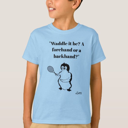 男子Tシャツ : ペンギンのテニスプレーヤー Tシャツ (正面)