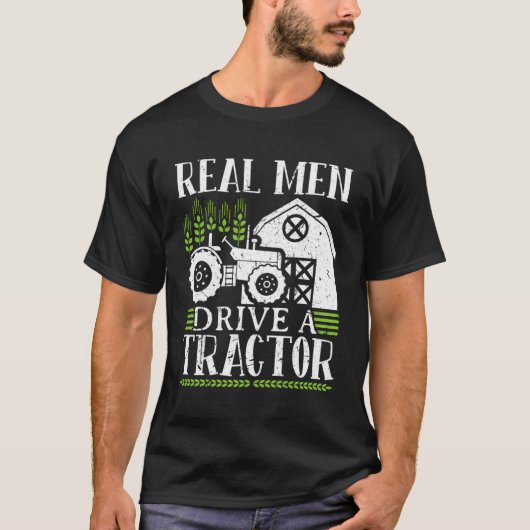 男実在がトラクターを運転する Tシャツ (正面)