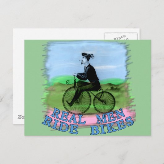 男実在がバイク製品に乗る ポストカード (正面/裏面)
