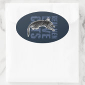 男実在が猫を愛する青い鋼 楕円形シール (バッグ)