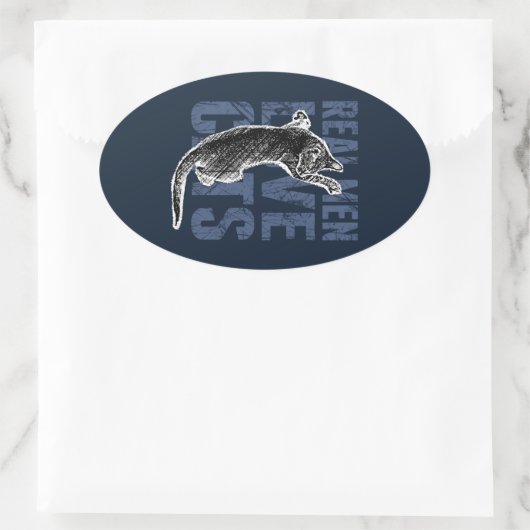 男実在が猫を愛する青い鋼 楕円形シール (バッグ)