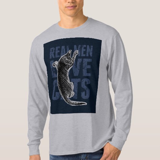 男実在が猫を愛する青い鋼 Tシャツ (正面)