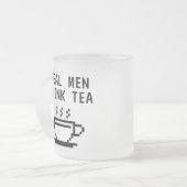 男実在が茶を飲むおもしろい フロストグラスマグカップ (正面左)