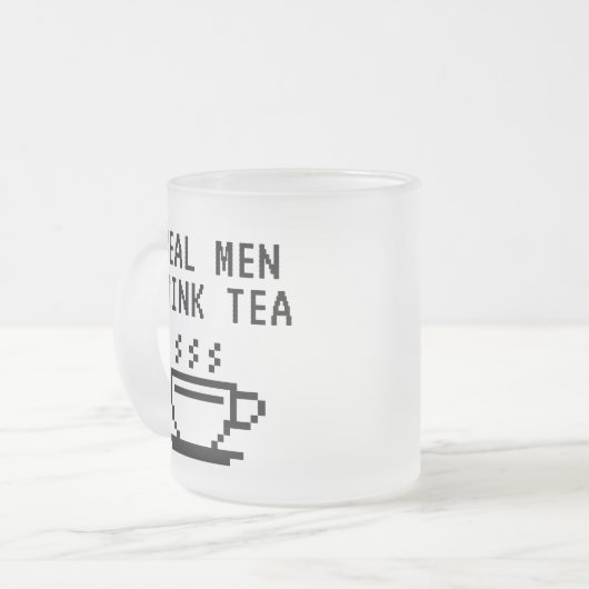 男実在が茶を飲むおもしろい フロストグラスマグカップ (正面左)