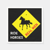 男実在が馬に乗る&ブラックホースパーティー/ロデオ スタンダードカクテルナプキン (正面)