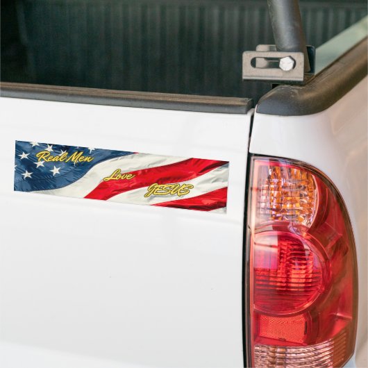 男実在はイエスを愛する バンパーステッカー (トラック上)