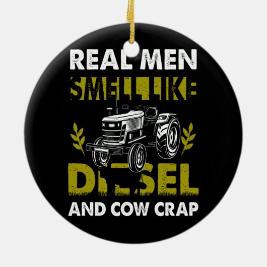 男実在はディーゼルと牛の糞の農家トラのような匂い セラミックオーナメント (裏面)