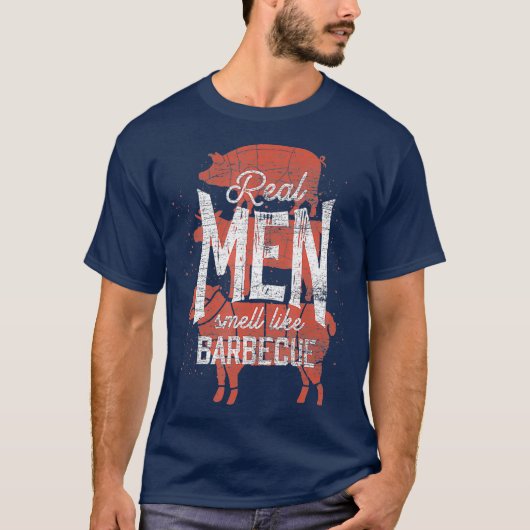 男実在はバーベキューの燻製肉の男のBBQのような匂い Tシャツ (正面)