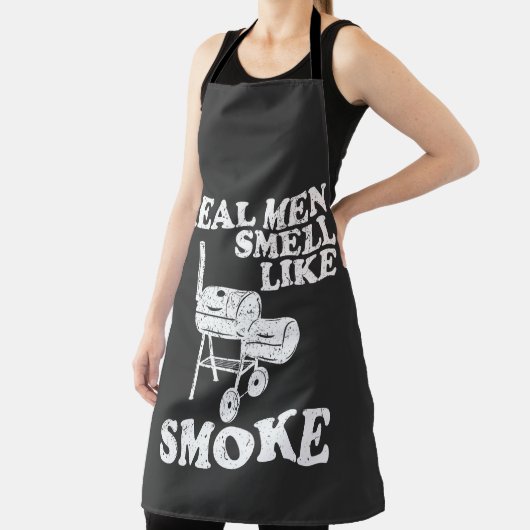 男実在は煙のような匂いバーベキューグリルTシャツ エプロン (インサイチュ)
