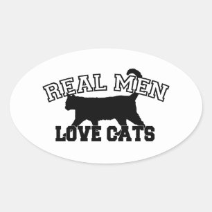 男実在は猫を愛する 楕円形シール
