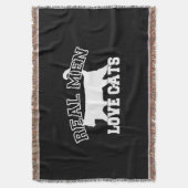 男実在人が猫を愛するこの白 スローブランケット (正面縦)