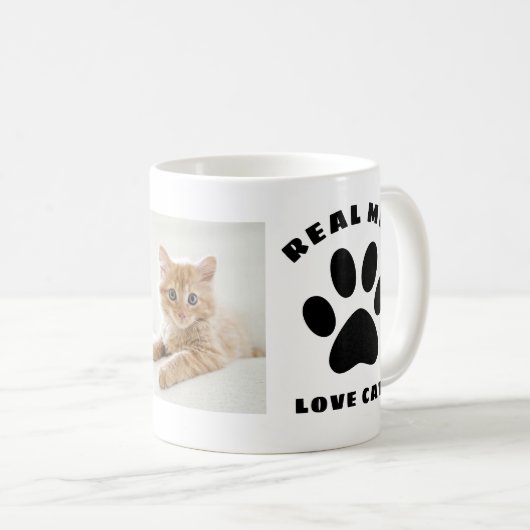 男実在人が猫を愛すカスタムる文字パーソナライズされた写真 コーヒーマグカップ (正面右)