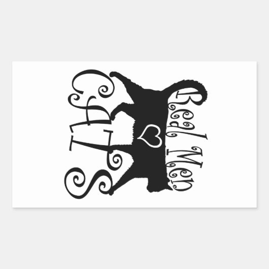 男実在人が猫を愛すスタイリッシュデザイン 長方形シール (正面)