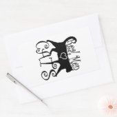 男実在人が猫を愛すスタイリッシュデザイン 長方形シール (封筒)