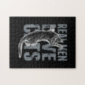 男実在人が猫を愛す動揺してスタイル ジグソーパズル (横)