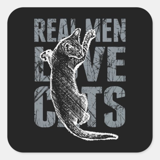 男実在人が猫を愛す動揺してスタイル スクエアシール (正面)