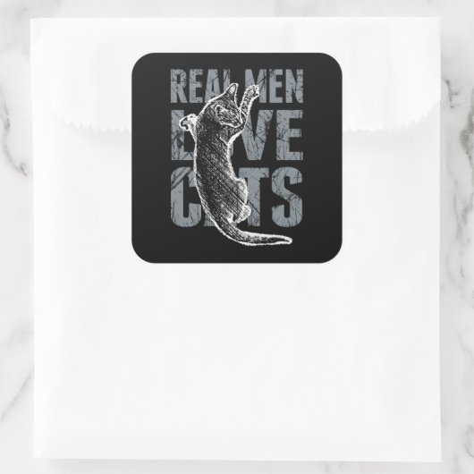 男実在人が猫を愛す動揺してスタイル スクエアシール (バッグ)