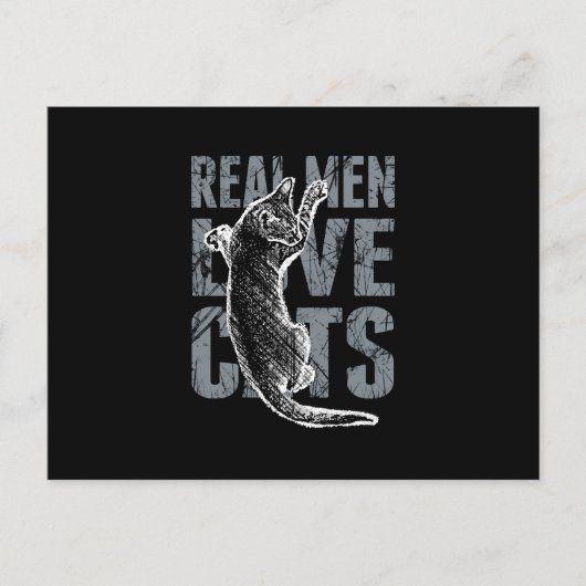 男実在人が猫を愛す動揺してスタイル ポストカード (正面)