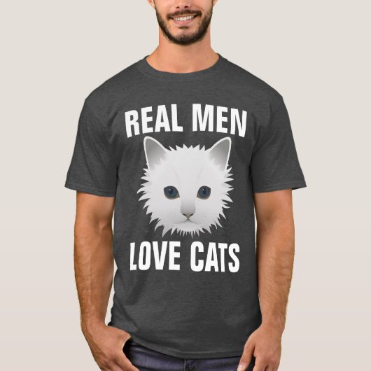 男実在人は猫が好きでTシャツ Tシャツ (正面)