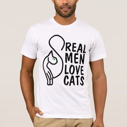 男実在人は猫好き Tシャツ (正面)