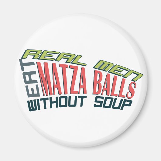 男実在人食べMatza Balls – ユダヤ人のユーモア マグネット (正面)