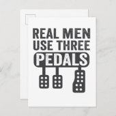 男実在人3つのペダルを使おもしろい用の手動車の男 案内ポストカード (正面/裏面)
