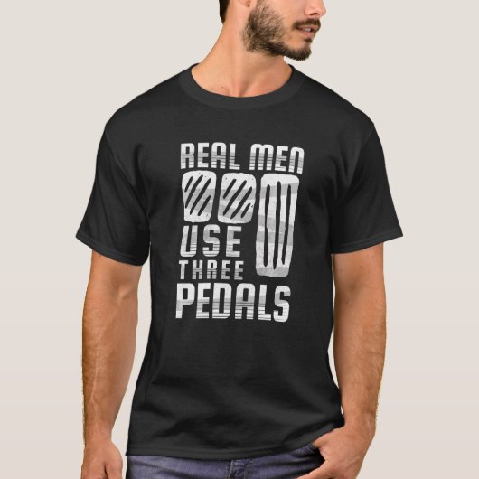 男実在人3ペダルを使用する手動シフトスティック車 Tシャツ (正面)