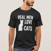 男実在人LOVE CATS,かわいい黒猫メンズシャツ Tシャツ (正面)