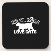 男実在性が猫を愛する白いシルエット コースター (正面)