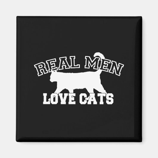 男実在性が猫を愛する白いシルエット マグネット (正面)