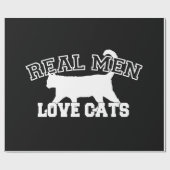 男実在性が猫を愛する白いシルエット ラッピングペーパー (フラット)