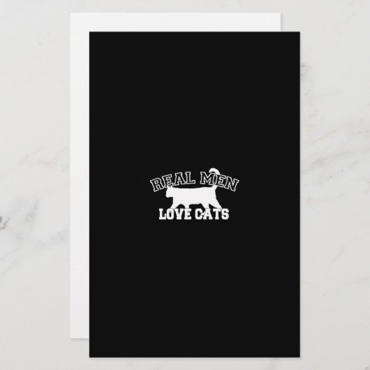 男実在性が猫を愛する白いシルエット 便箋 (正面/裏面)