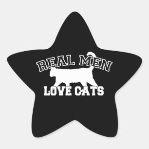 男実在性が猫を愛する白いシルエット 星シール