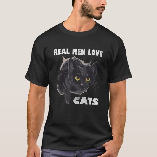 男実在猫ラブキャッツラブファーザーデーアイディア Tシャツ (正面)