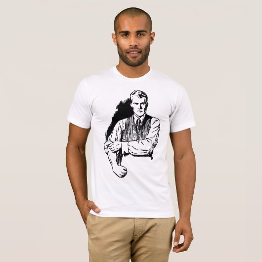 男怒-おもしろいヴィンテージイラストレーション Tシャツ (正面フル)