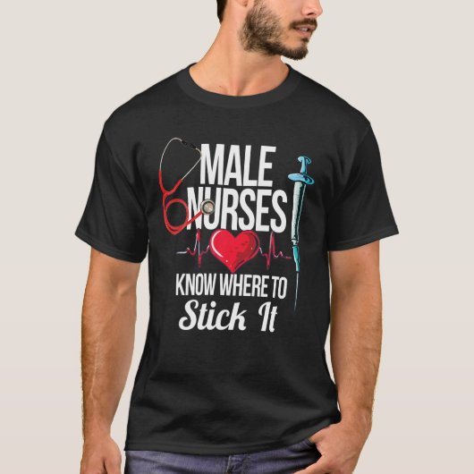 男性おもしろいのナースや病院での殺男性へ人 Tシャツ (正面)