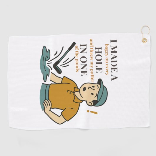 男性おもしろいゴルファー漫画 – 穴の一つ ゴルフタオル (横)