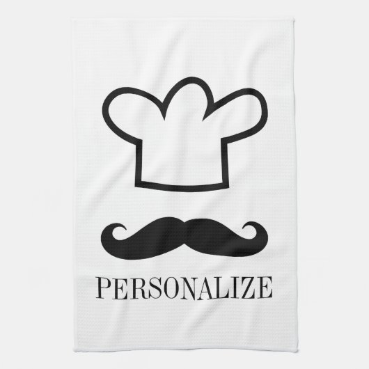 男性おもしろいシェフ用の黒ひげキッチンタオル キッチンタオル (縦)
