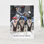 男性おもしろいバイクもしくは自転車に乗る人研究所 カード (正面)