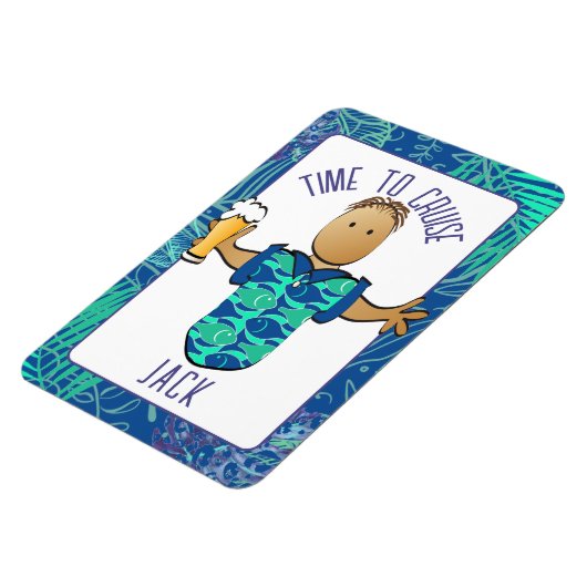 男性おもしろいマンガバケーションビアエスニッククルーズ マグネット (左側)