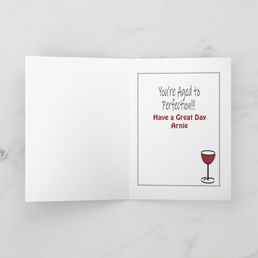 男性おもしろい向けの漫画ワイン誕生日カード カード (内部)