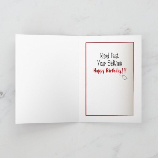 男性おもしろい漫画ブックワームのスナーク誕生日 カード (内部)