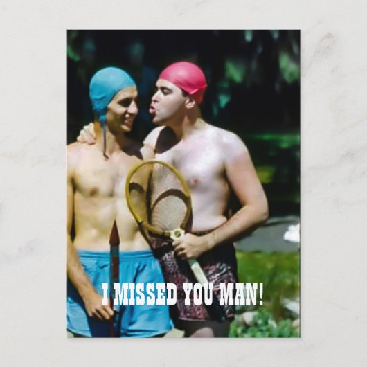 男性おもしろい結合男の仲間POST COVIDヴィンテージ ポストカード (正面)