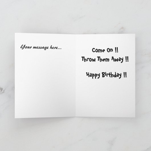 男性おもしろい誕生日カード – 中年 カード (内部)